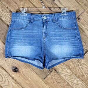 SO Denim Jean Shorts Juniors Size 11 Stretch Whiskered Blue